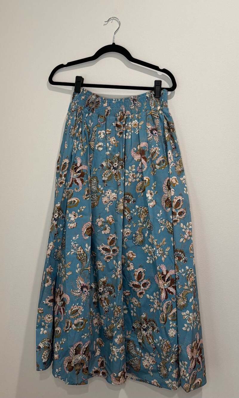 Elie Tahari Dream Garden Floral Print Midi Skirt in Blue NWT - Picture 7 of 7